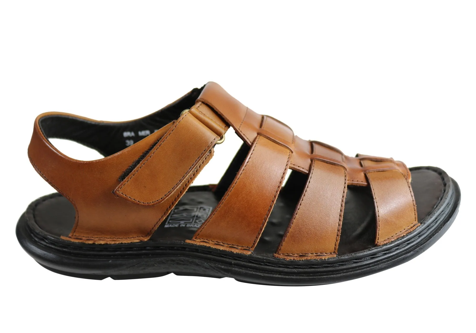 Savelli Kain Mens Leather Comfortable Cushioned Sandals Made In Brazil