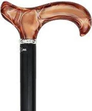 Scratch & Dent Vivid Sunset Derby Walking Cane With Black Beechwood Shaft and Silver Collar V1532