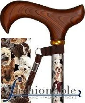 Scratch and Dent Dogs Derby Walking Cane With Standard Adjustable Aluminum Shaft and Brass Collar V3454