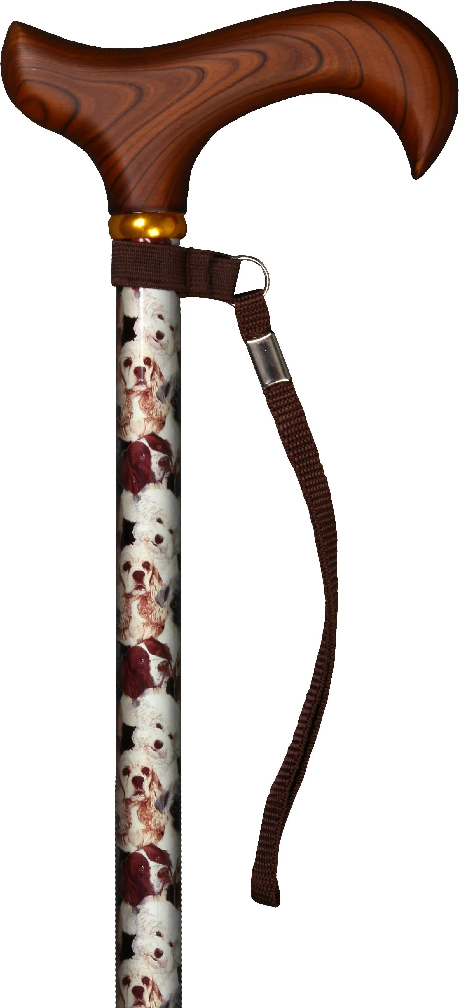 Scratch and Dent Dogs Derby Walking Cane With Standard Adjustable Aluminum Shaft and Brass Collar V3454