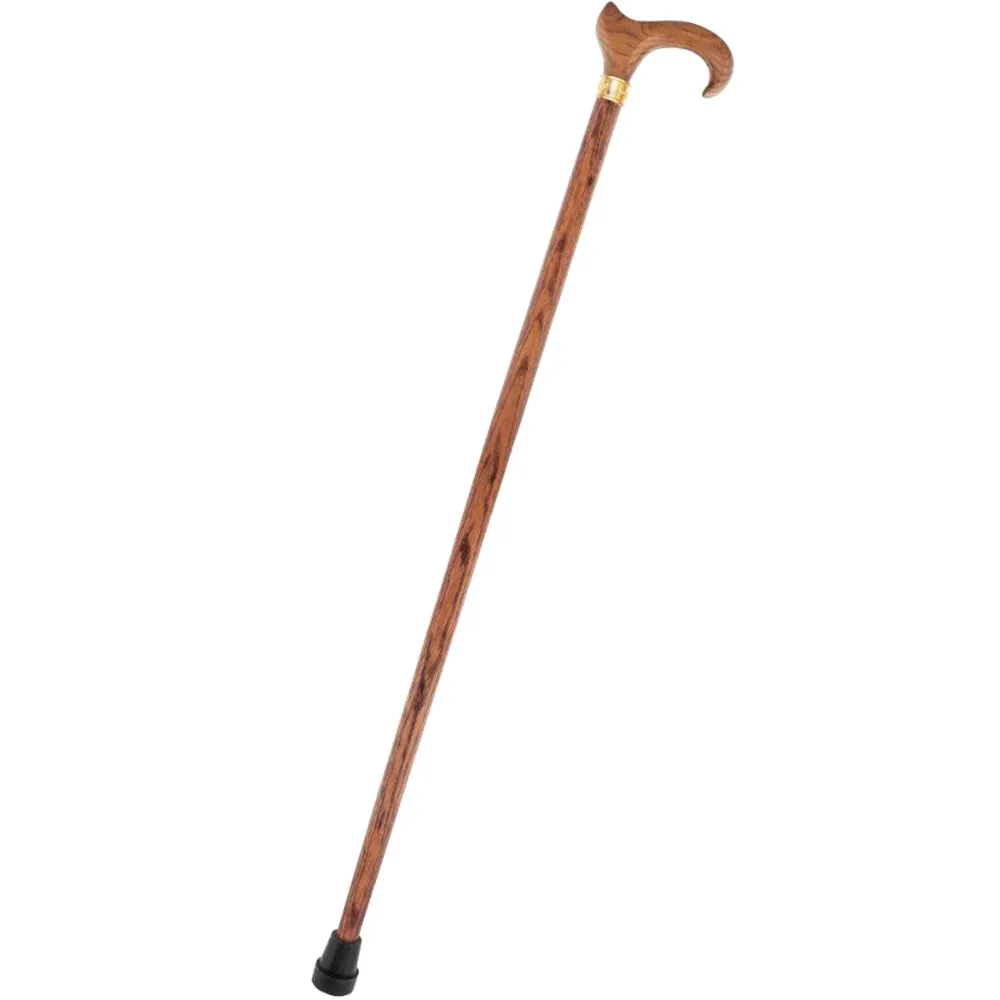 Scratch and Dent Genuine Oak Ergonomic Walking Cane with Embossed Brass RC Collar V2124