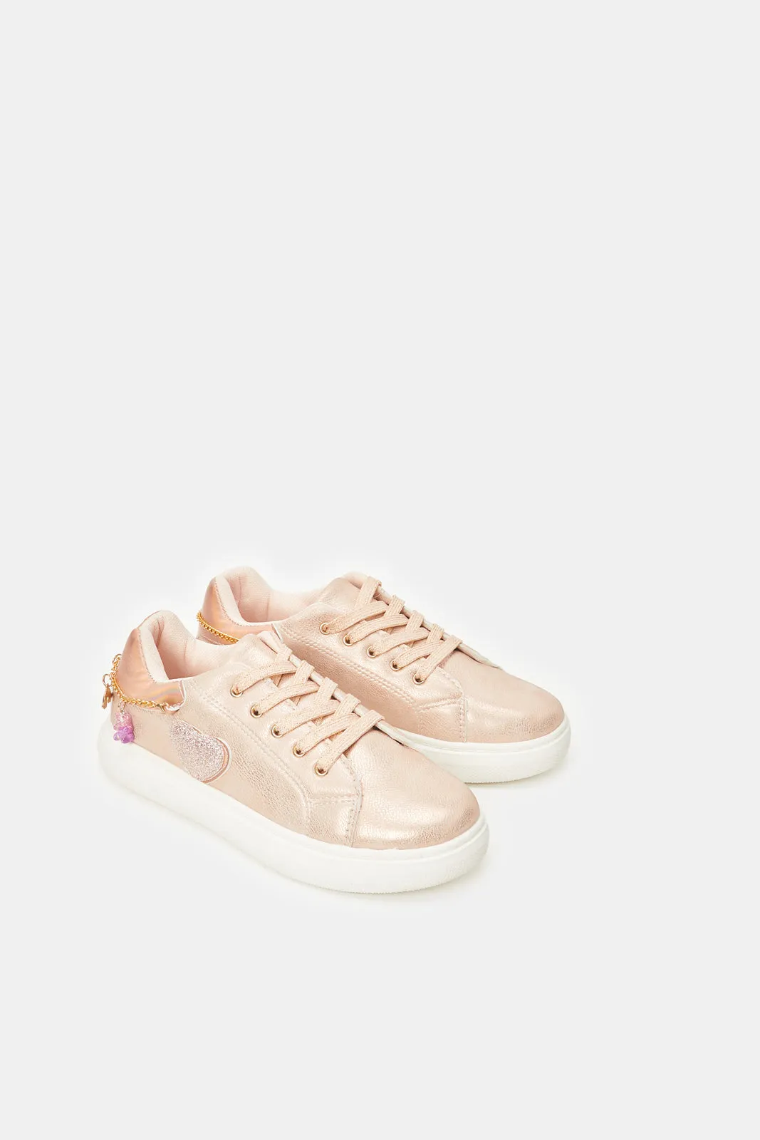 Senior Girls Pink Heart Sneaker