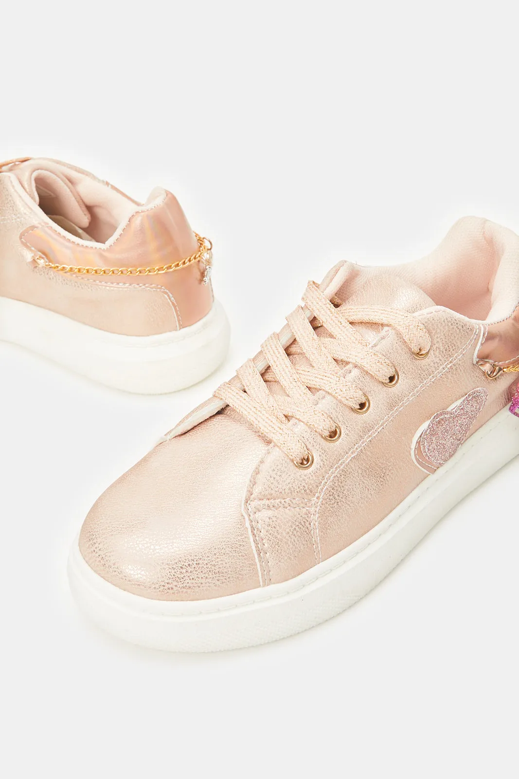 Senior Girls Pink Heart Sneaker