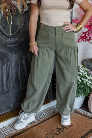 Serendipity Olive Denim Balloon Pants