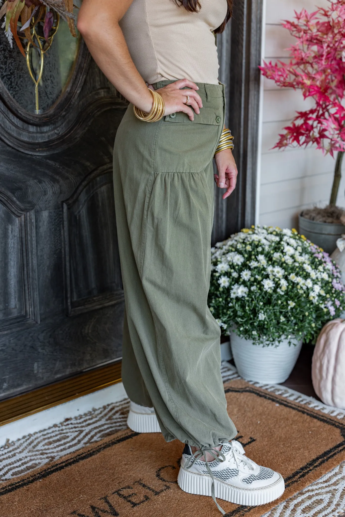 Serendipity Olive Denim Balloon Pants