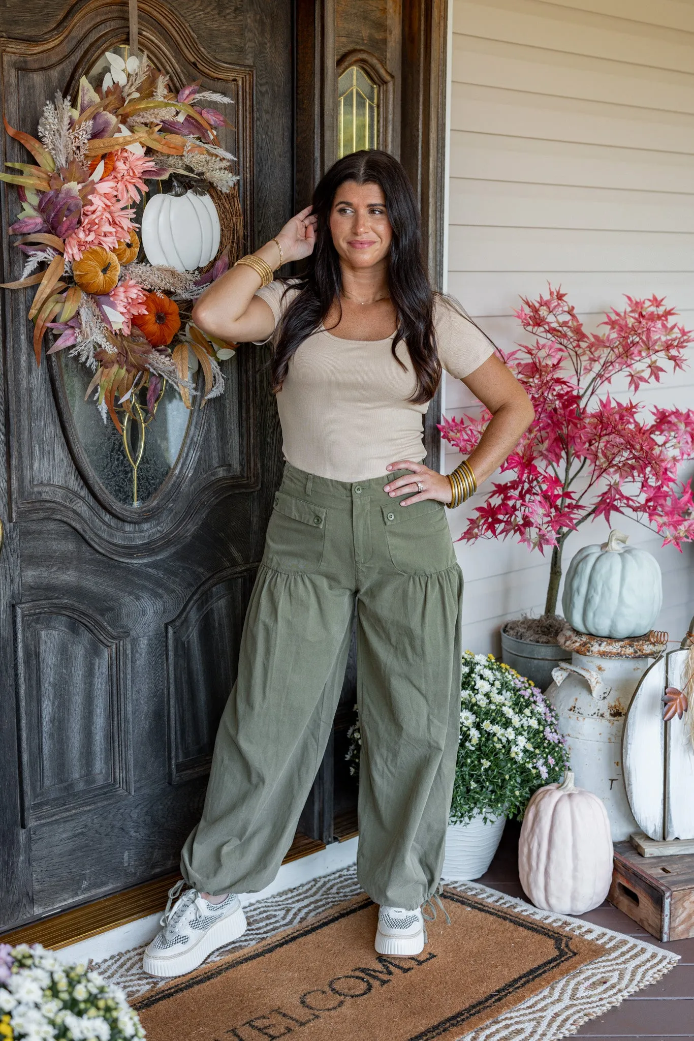 Serendipity Olive Denim Balloon Pants