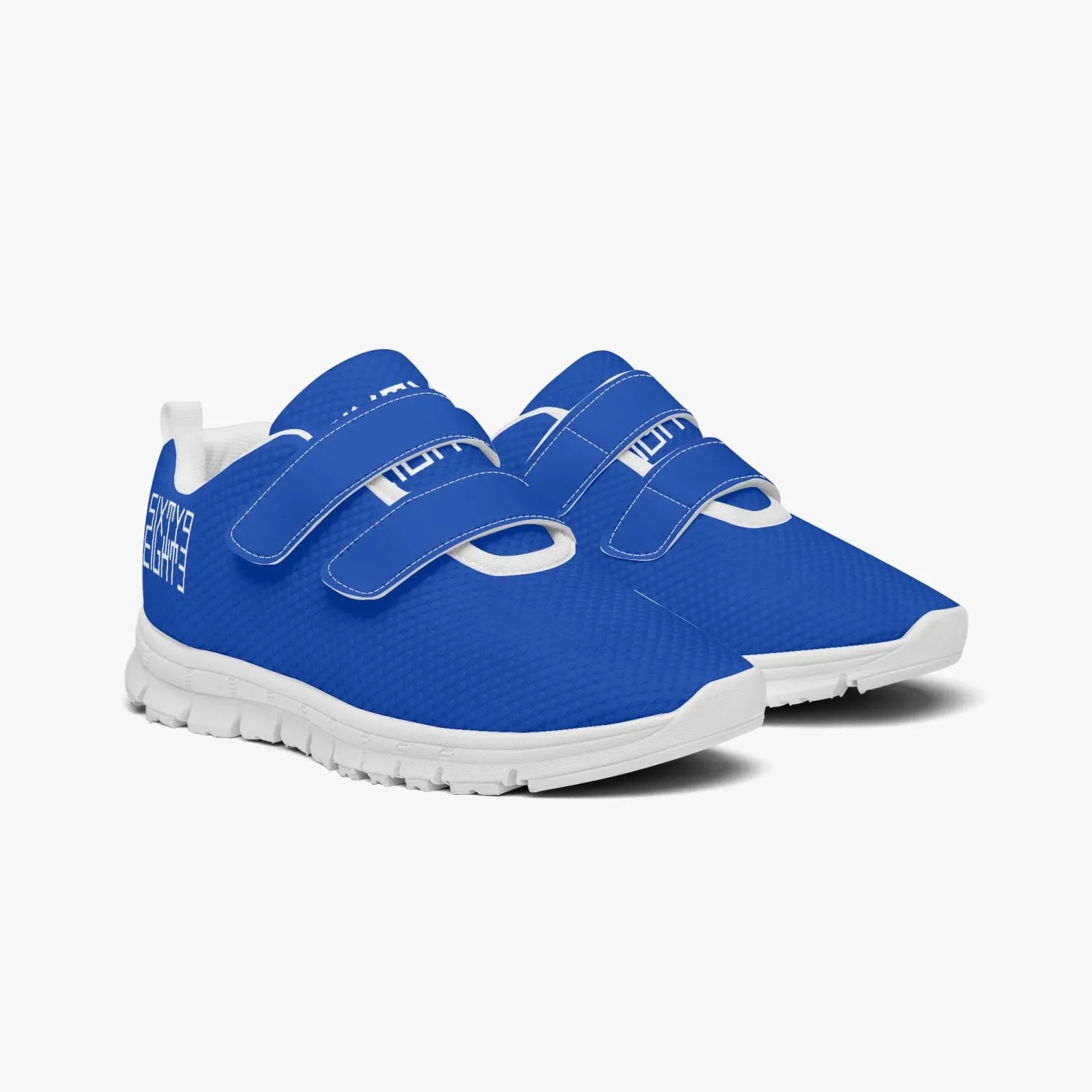 Sixty Eight 93 Logo White Blue Kids Lightweight Velcro Shoe