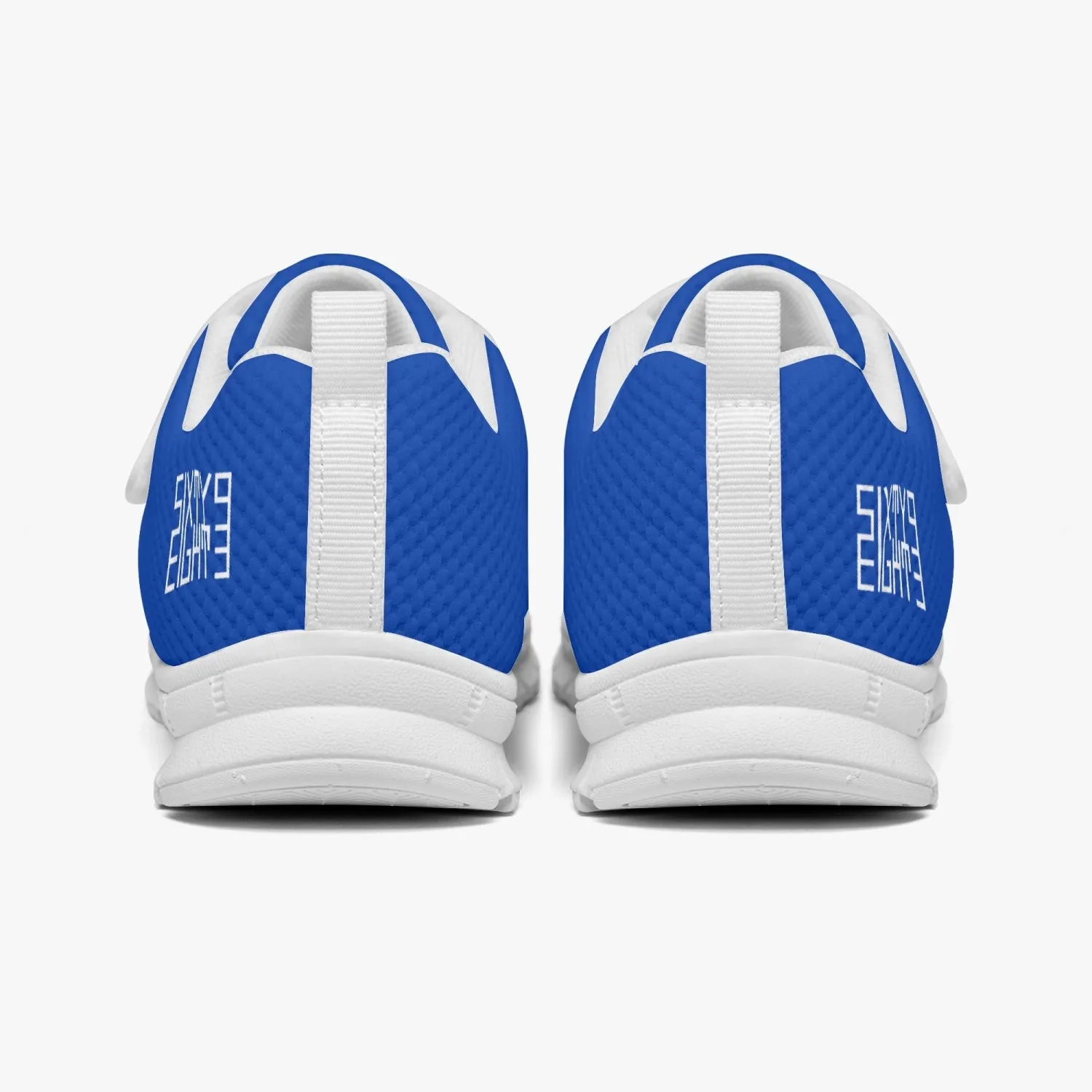 Sixty Eight 93 Logo White Blue Kids Lightweight Velcro Shoe