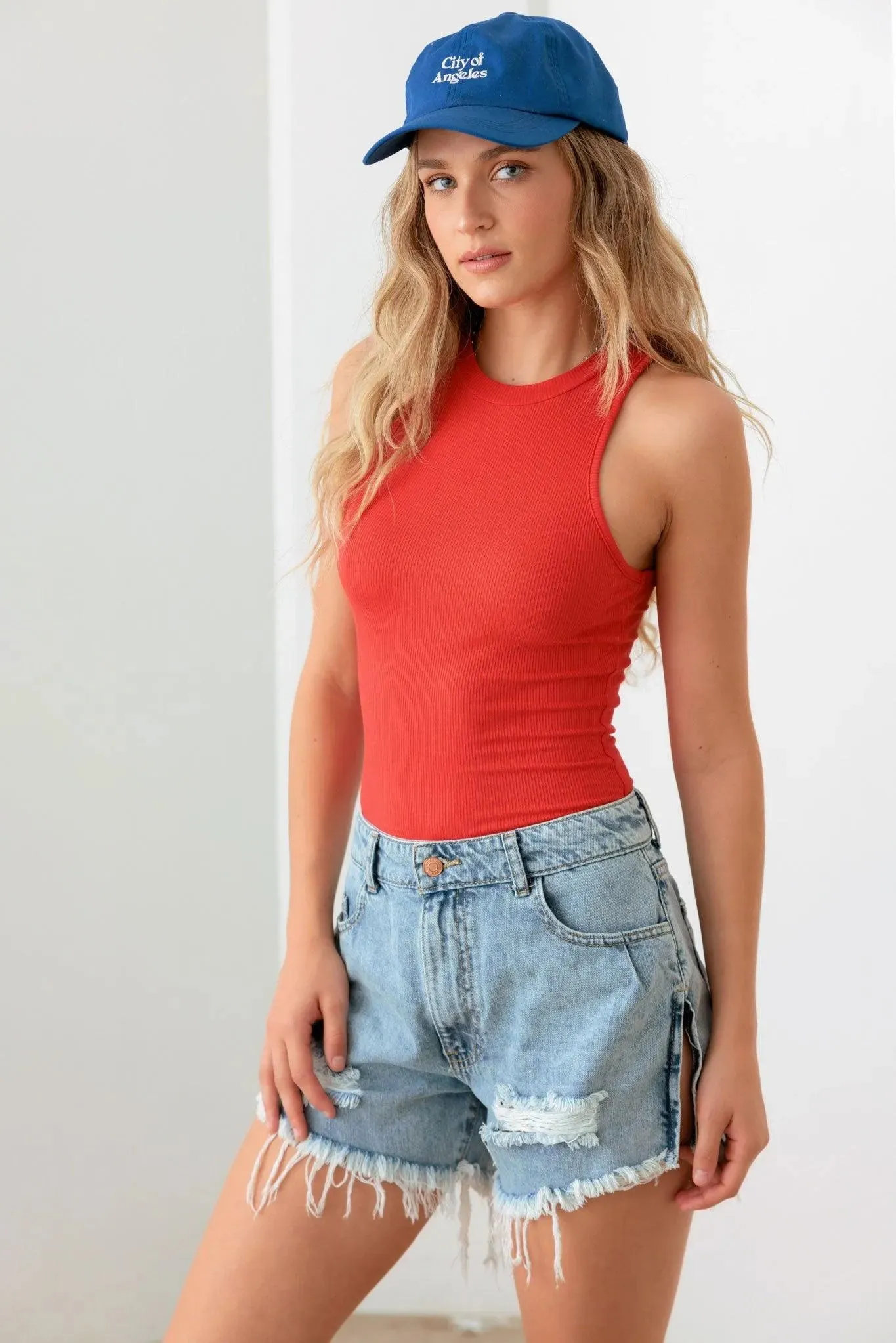 Sleeveless Ribbed Round Neck Bodysuit