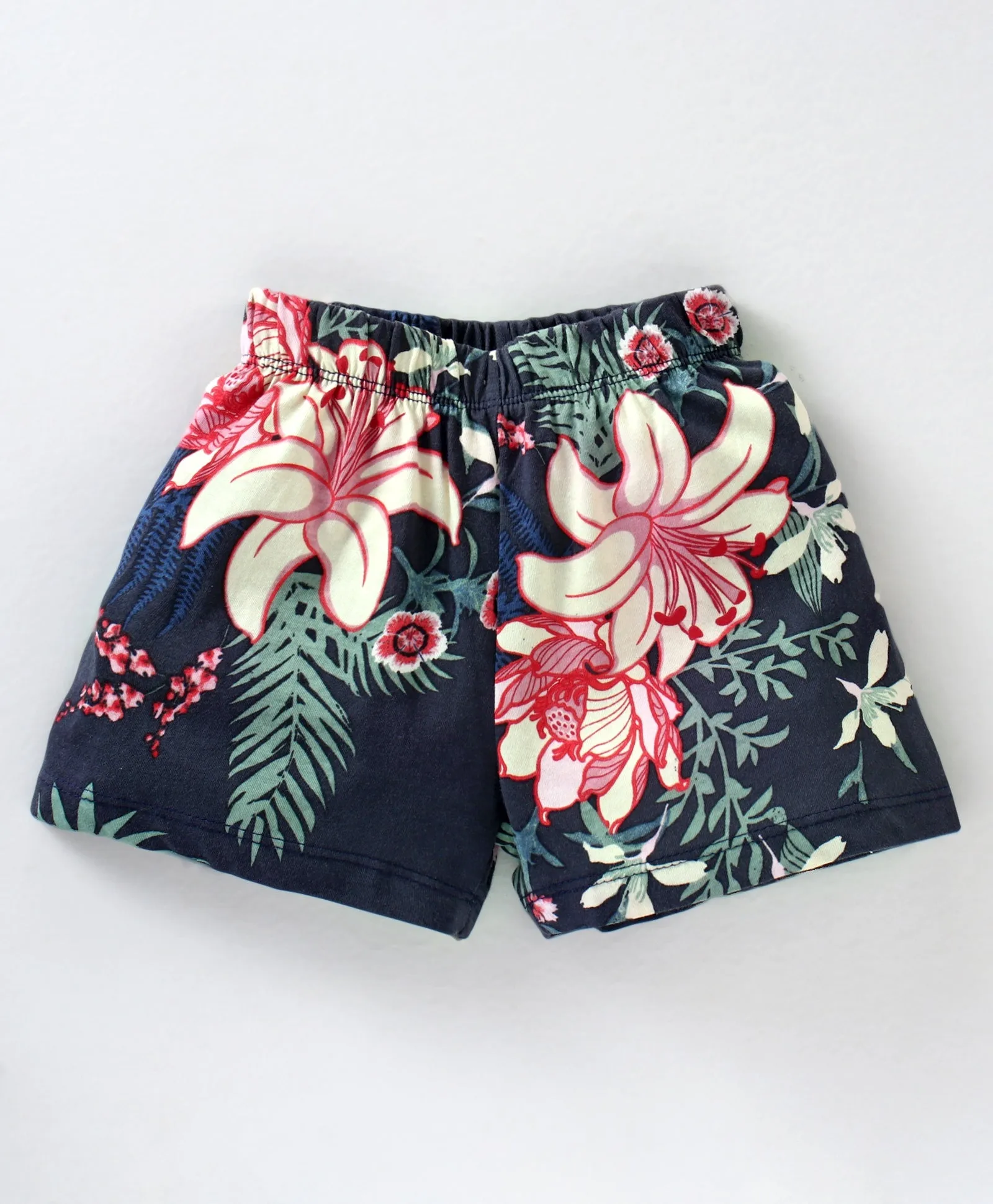 Solid V shape Frill Top Floral Short Set