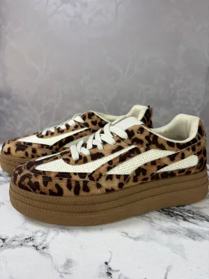 Sooki Leopard Print Platform Trainers