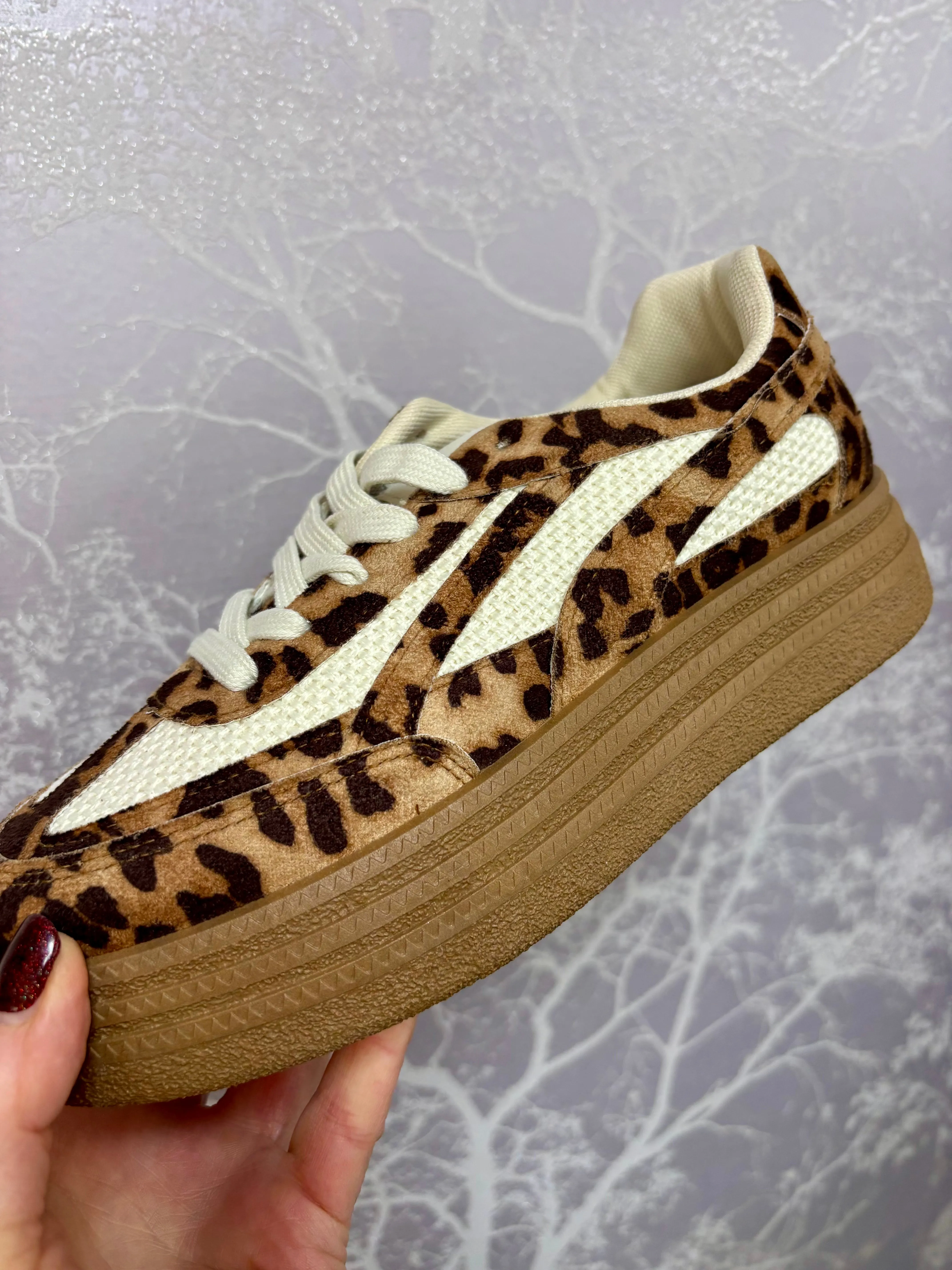 Sooki Leopard Print Platform Trainers