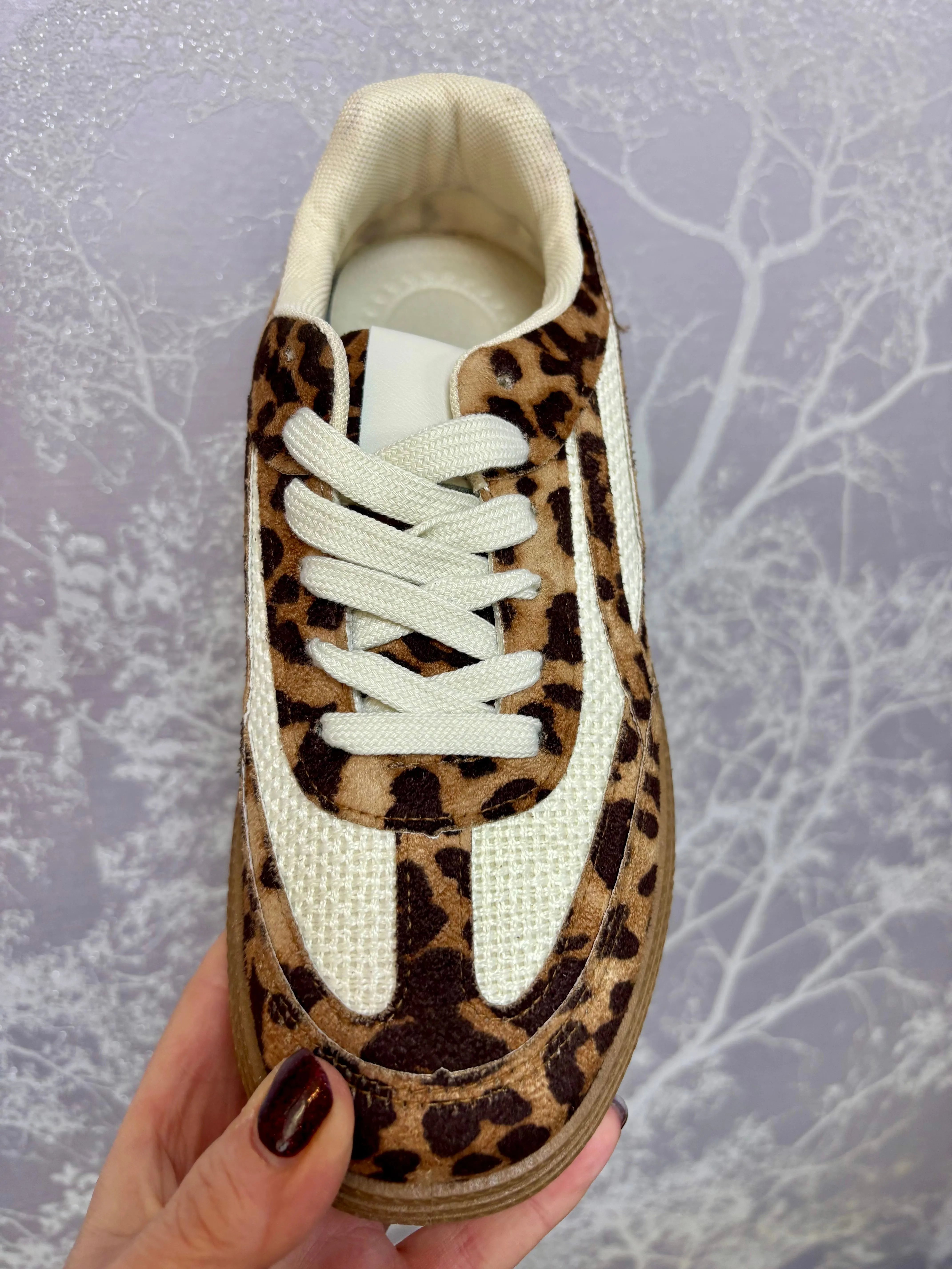 Sooki Leopard Print Platform Trainers