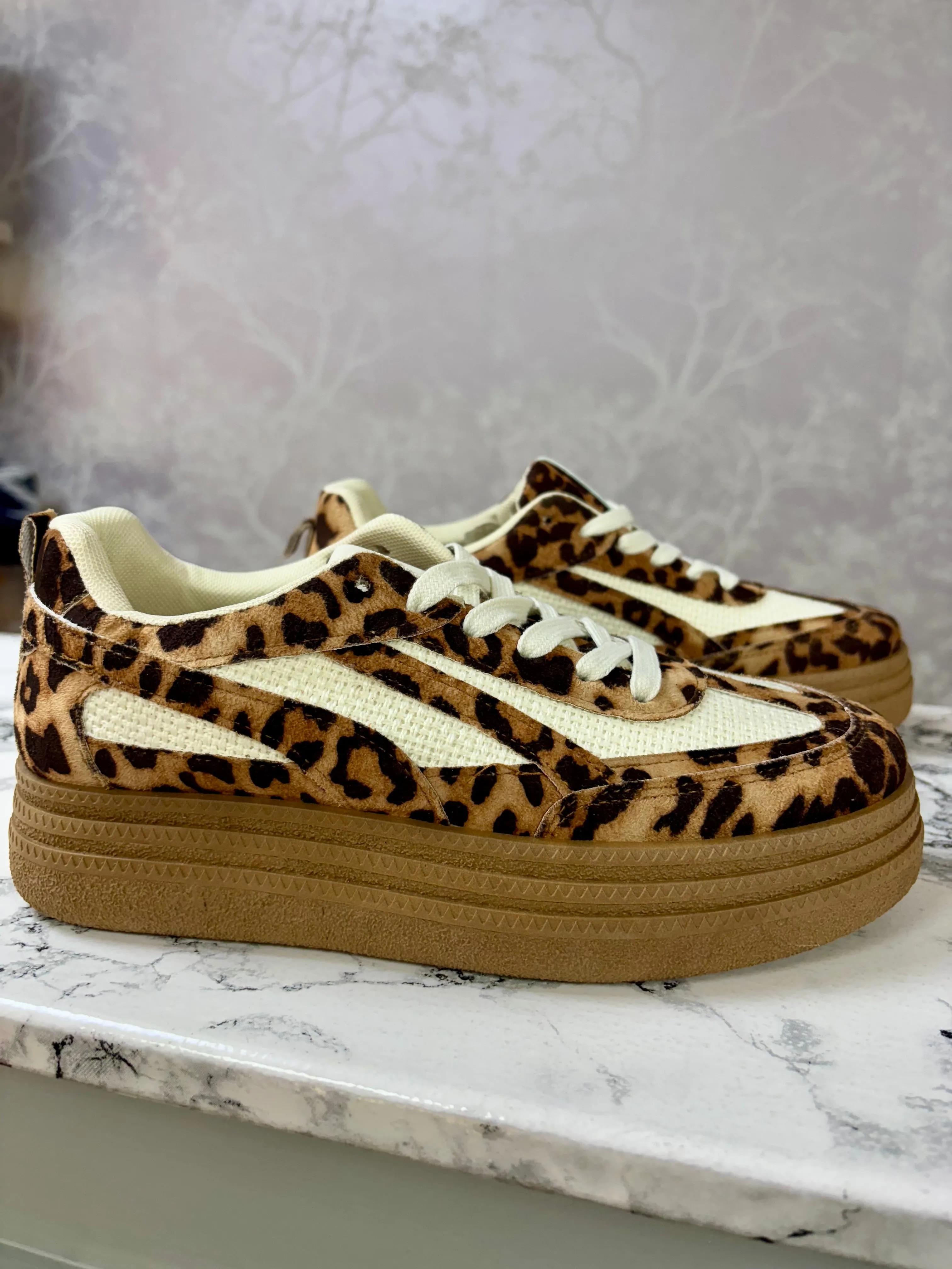 Sooki Leopard Print Platform Trainers