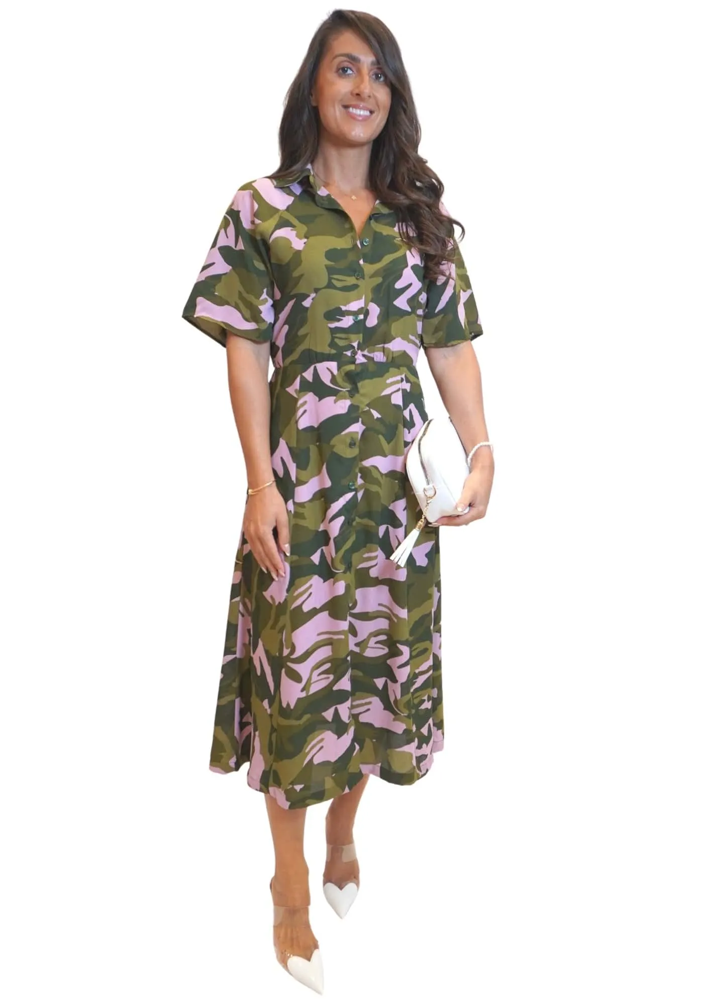 The Perfect Shirt Dress - Bubble Gum Army