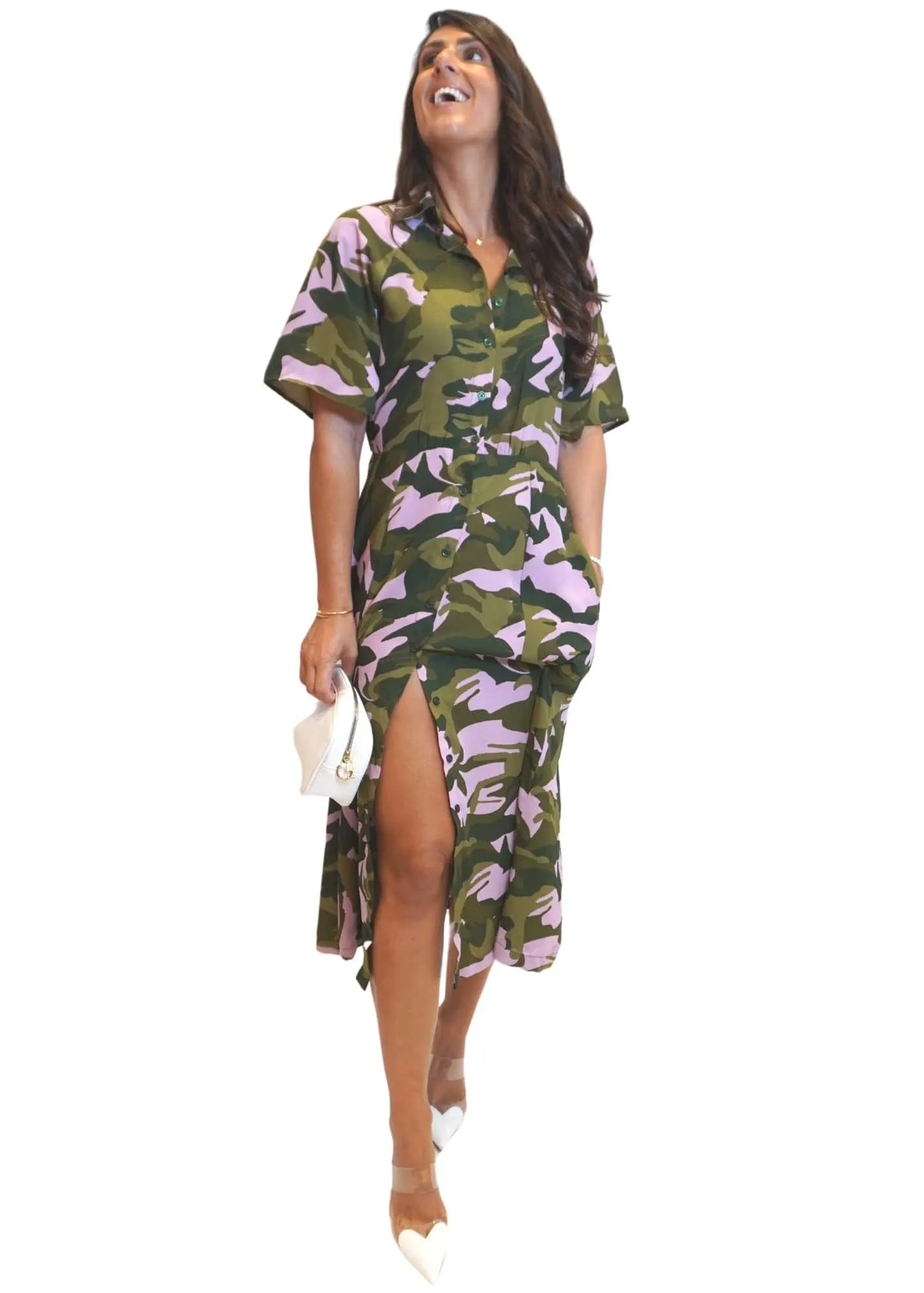 The Perfect Shirt Dress - Bubble Gum Army