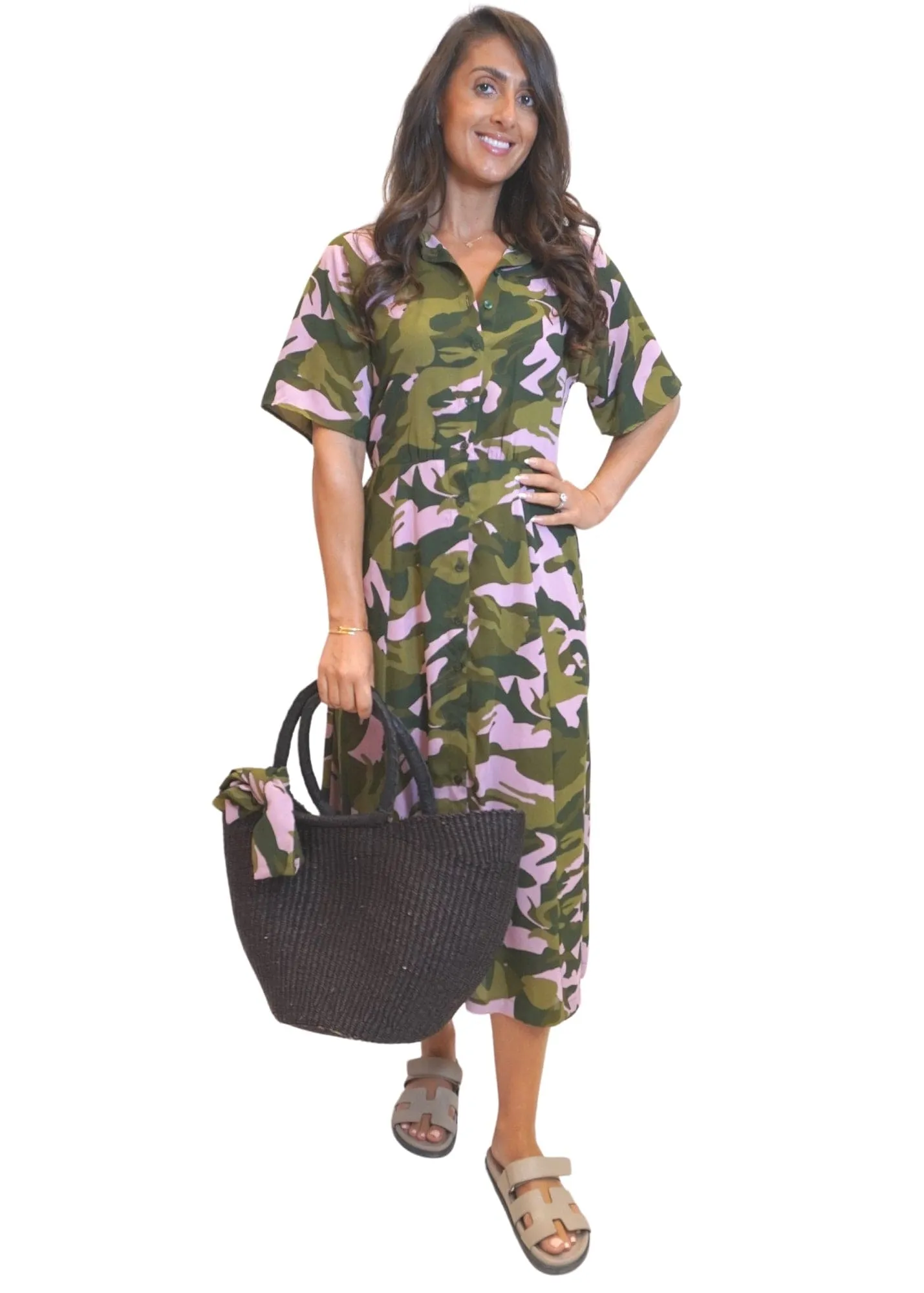 The Perfect Shirt Dress - Bubble Gum Army