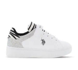 US POLO ASSN. KIDS TRAINERS IN WHITE WITH SILVER FINISH