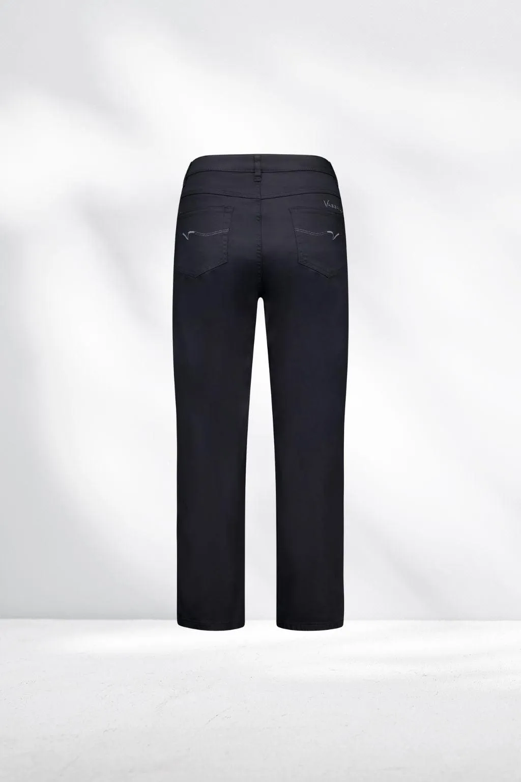 Vassalli Lightweight Slim Leg 7/8 Length Pants With Fly Black