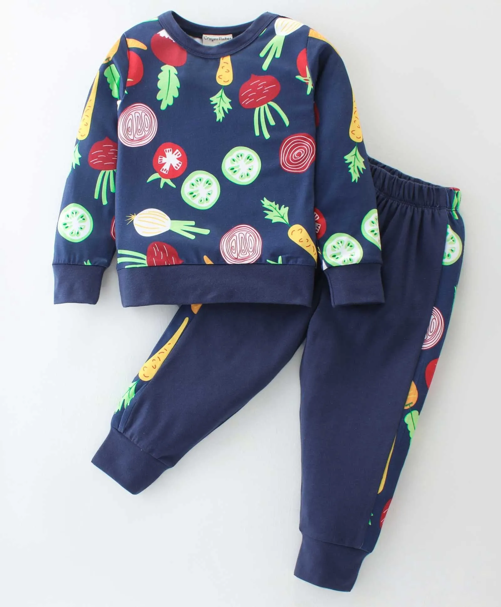 Veggies Printed Sweatshirt Jogger Set