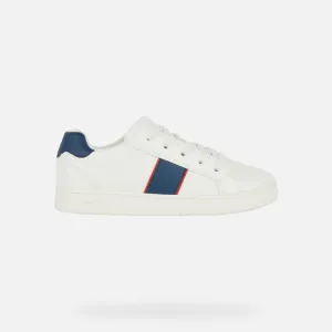 White leather sneaker with navy details J Eclyper