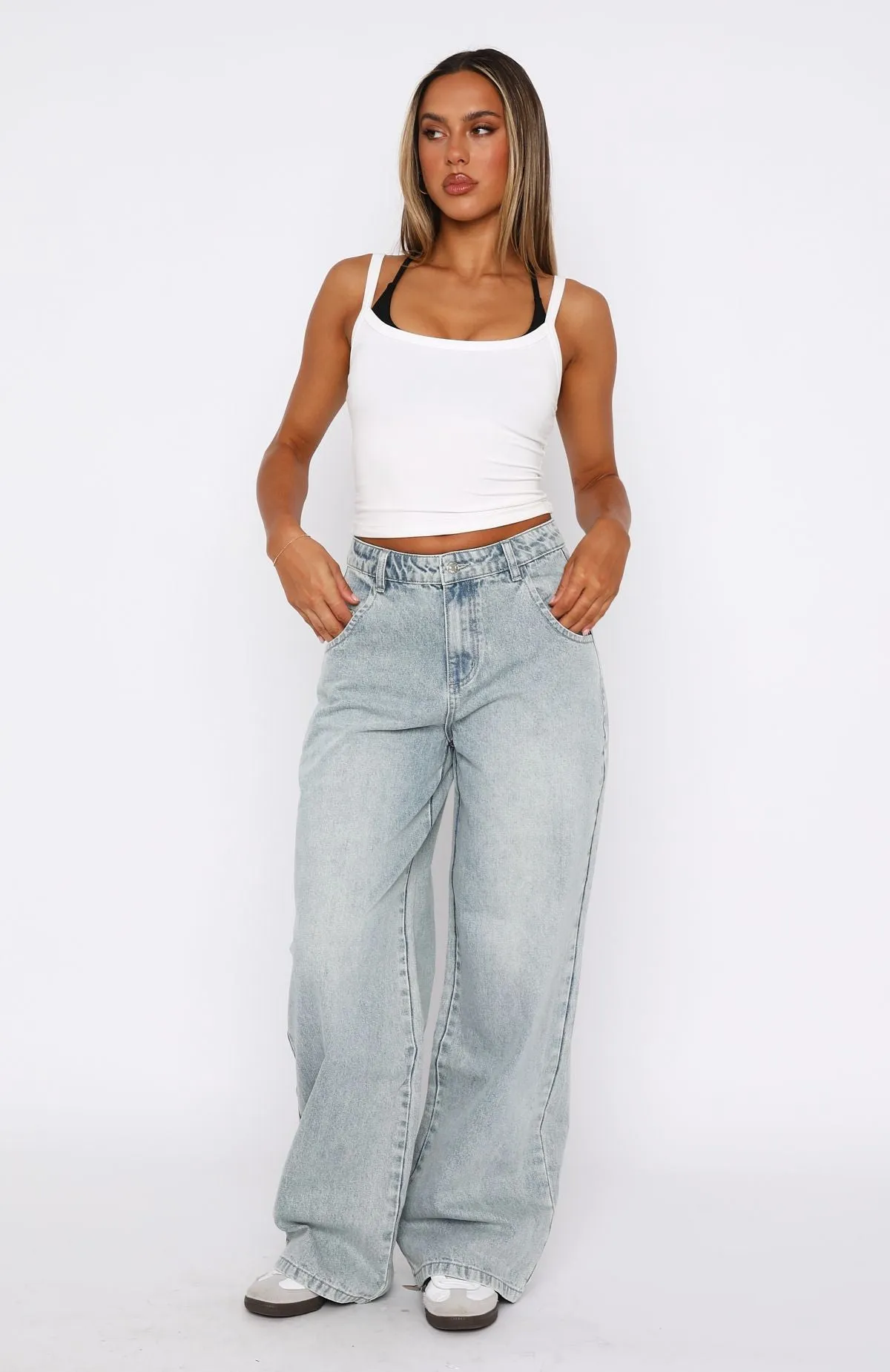 Willow Mid Rise Wide Leg Jeans Light Blue Acid Wash