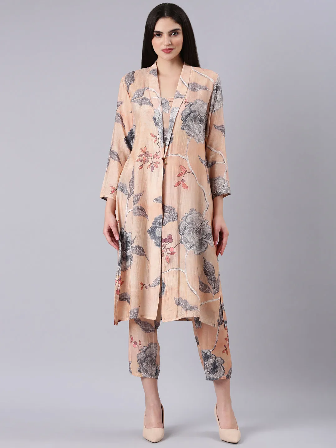 Women Peach Printed Co-Ords