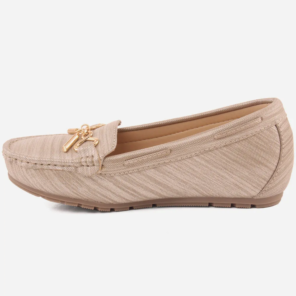 Women "MEGAN" Low Wedge Heel Moccasins