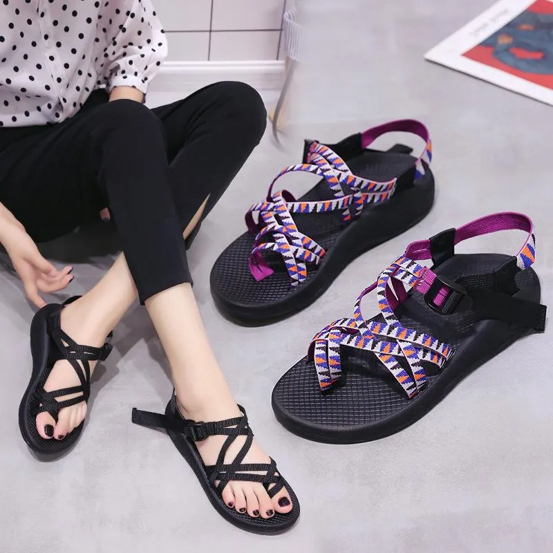 Women wedge heel comfortable criss cross ankle strap sandals