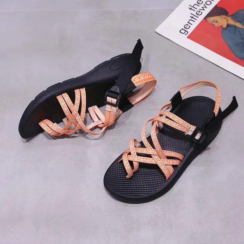 Women wedge heel comfortable criss cross ankle strap sandals