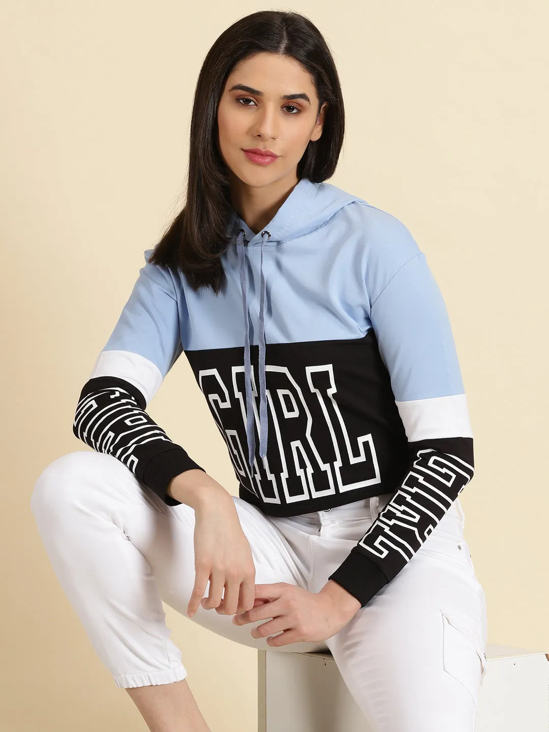 Women's Blue Colourblock Sweatshirt