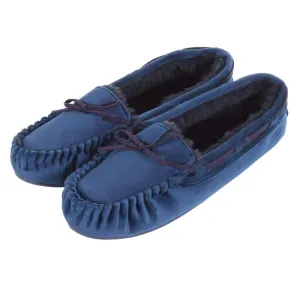 Womens Moccasin Slippers Luxury Velour Fur Lining Non-Slip