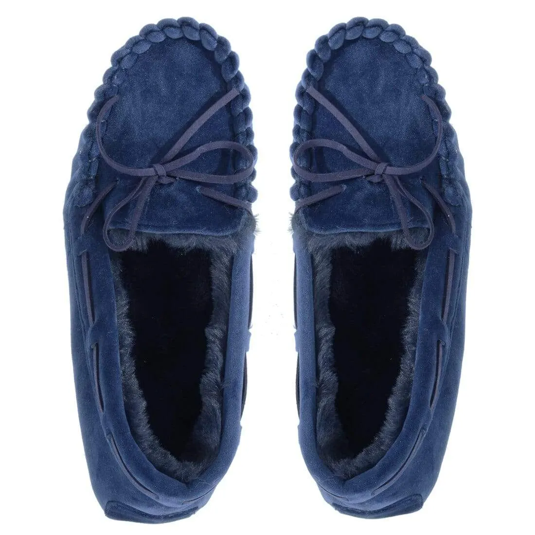 Womens Moccasin Slippers Luxury Velour Fur Lining Non-Slip