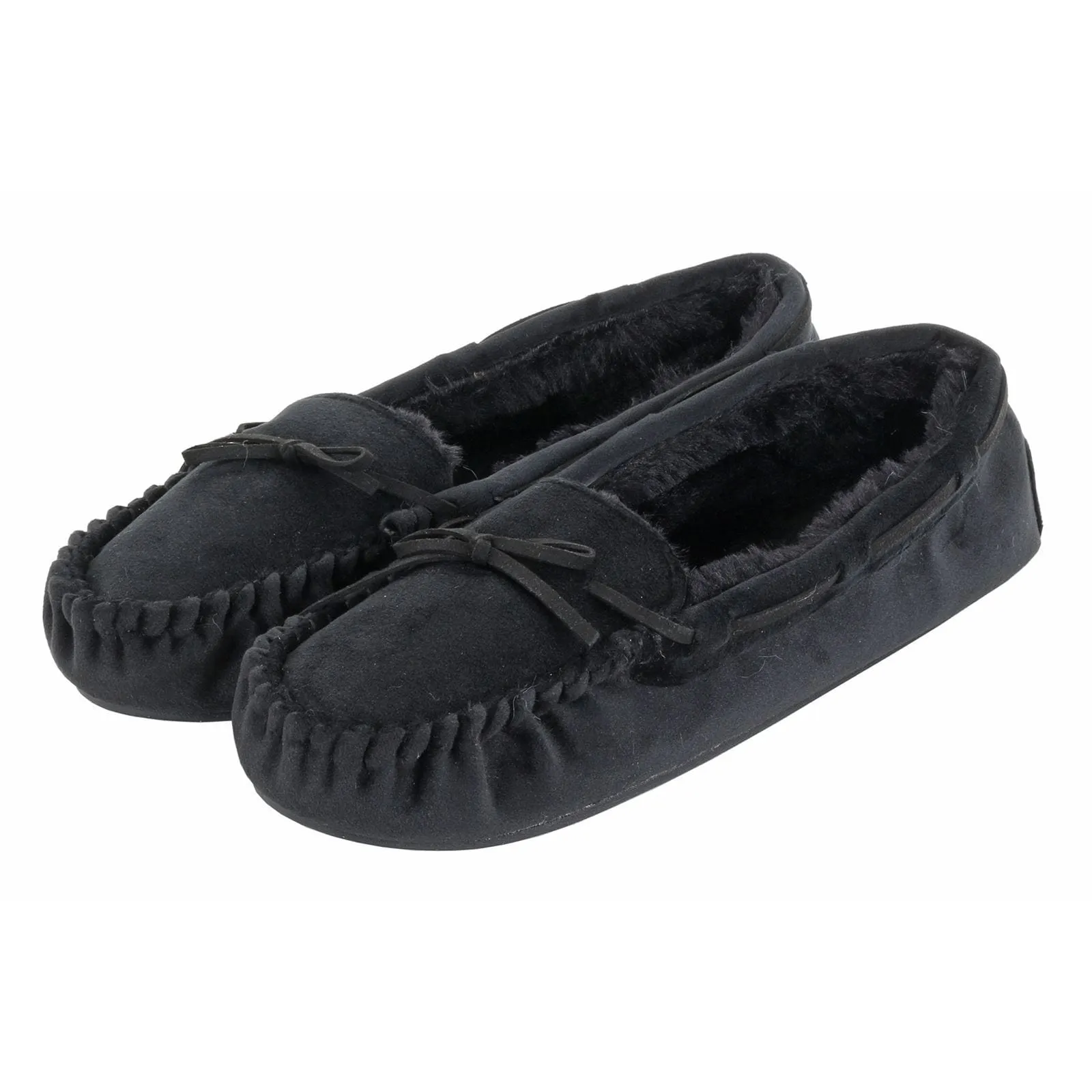 Womens Moccasin Slippers Luxury Velour Fur Lining Non-Slip