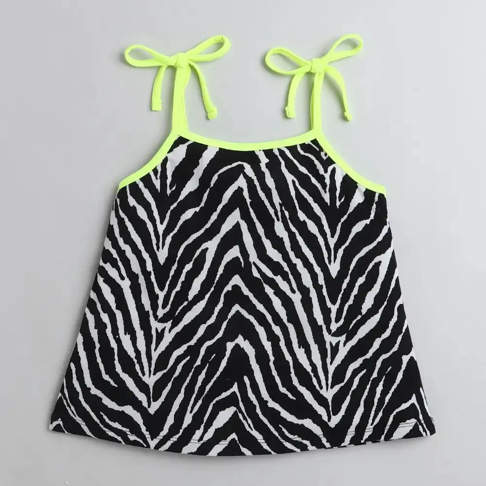 Zebra Print Open Strap and Frill Set