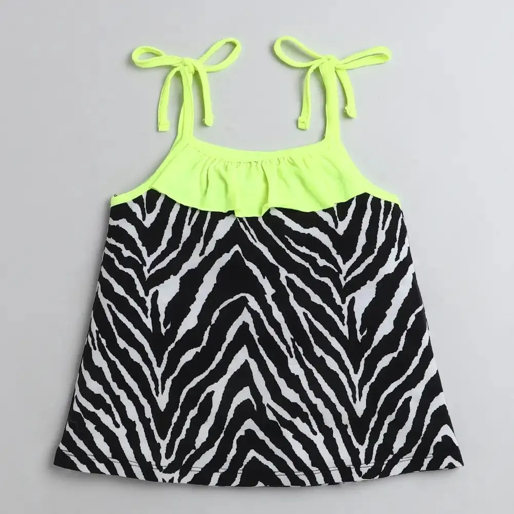 Zebra Print Open Strap and Frill Set